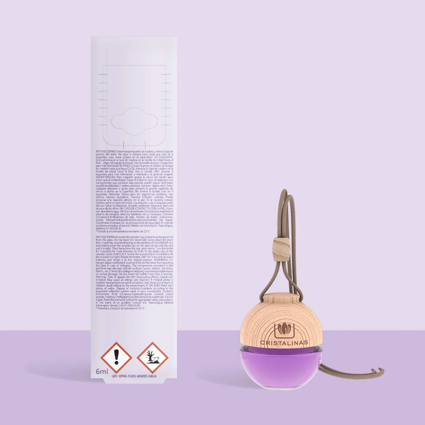 CRISTALINAS | Pack 2 Ambientadores Esfera para Coche| Aroma a Frutos del Bosque | Absorbe los Malos Olores de tu Vehículo con un agradable Aroma | Larga Duración 8 Semanas | 6 ml | 0% Alcohol