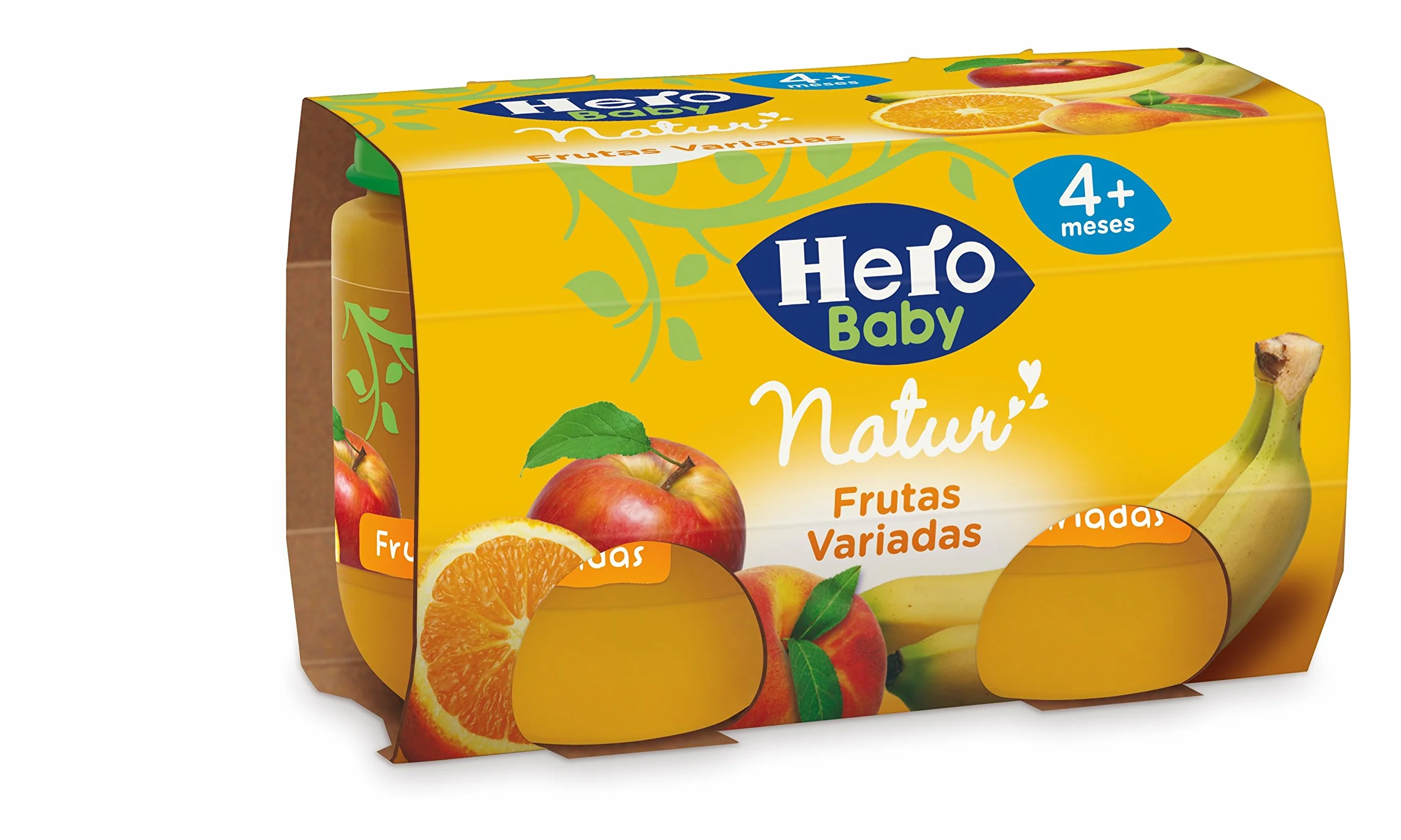 Hero Baby Tarritos de Frutas Variadas 100% Naturales Sin Azucares Añadidos Alimento Infantil 4 meses 120 g Pack 12