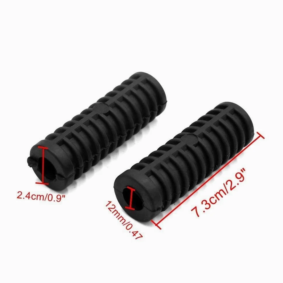 Estriberas Reposapiés Goma Antideslizante De 12 Mm Diámetro Para Motocicleta, Color Negro