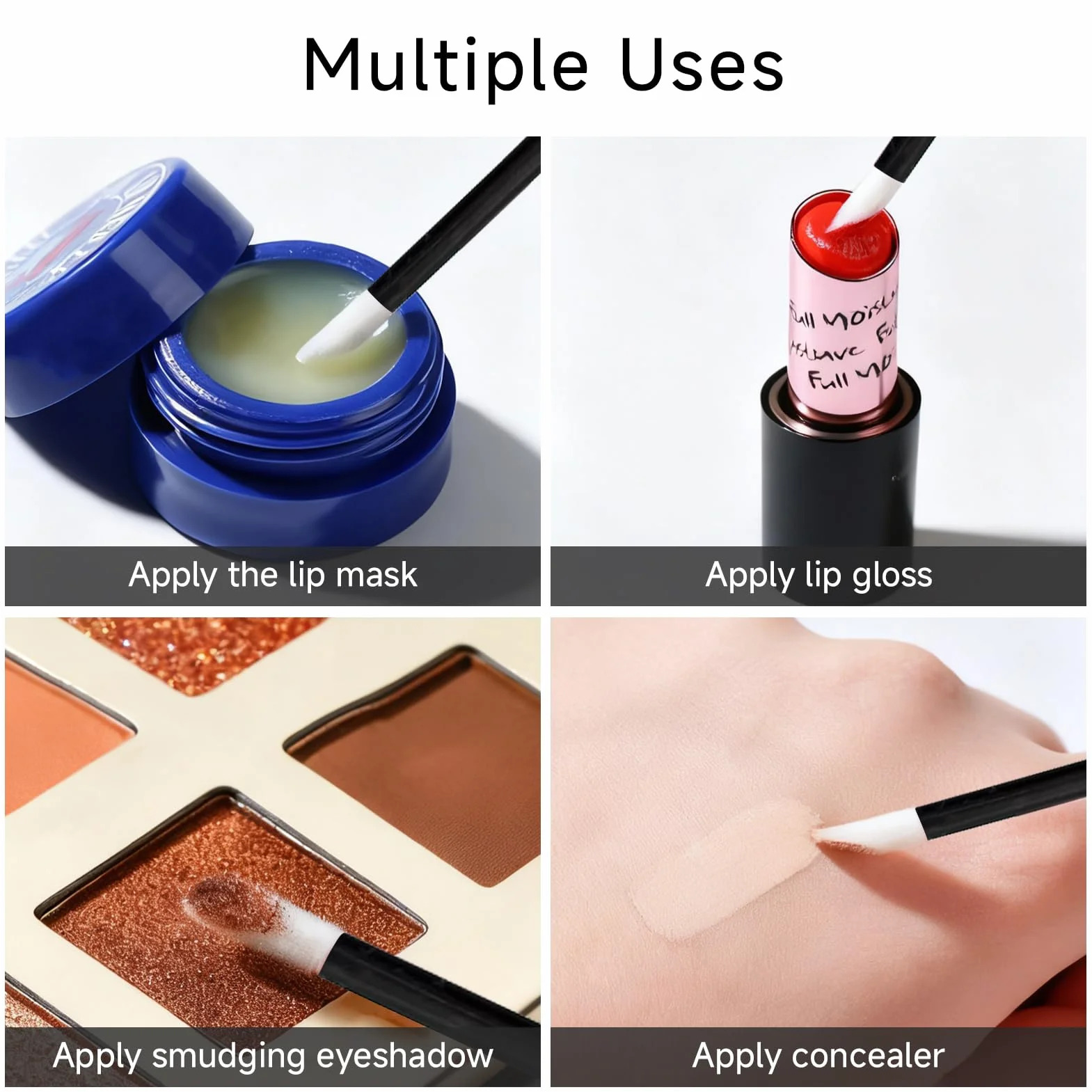 Brochas Para Labios Desechables, 100PCS Pinceles de Labios Higiénicos, Aplicadores de Maquillaje de Uso Único