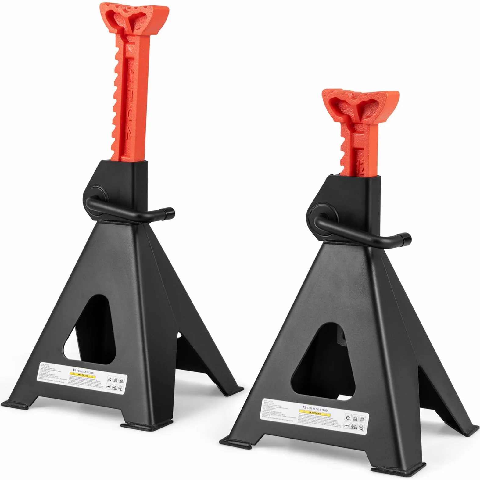 GYMAX Juego de 2 Caballetes/Borriquetas, Capacidad de 12 Toneladas, Juego de 4 Soporte, Bloqueo Automático, para Reparación, Mantenimiento y Sustitución de Neumáticos