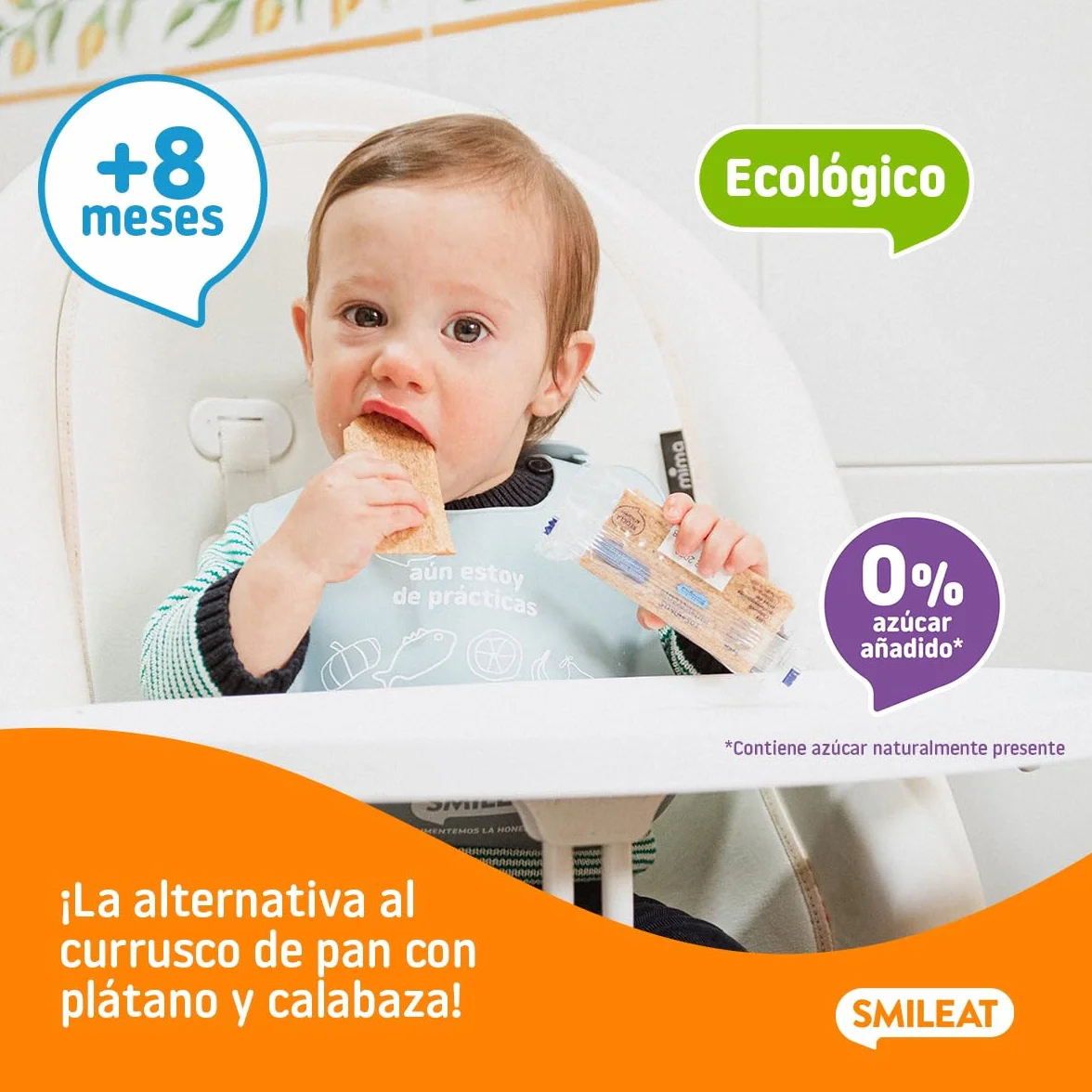 Smileat Panecitos Multicereales Snack +8 Meses Ecológicos Sin Gluten Sin Azúcar Añadido Pack 9 x 60 g