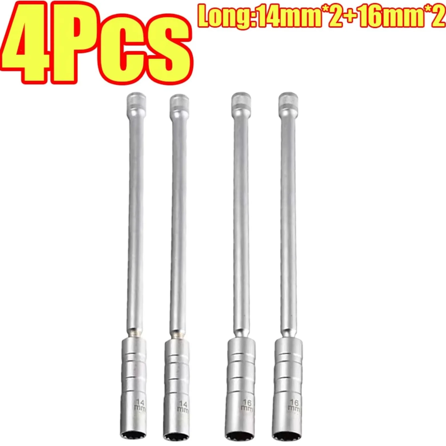 Vehículos Magnéticos Largos para Llave Enchufe Bujía Herramienta Extracción De Enchufe Encendido Pared Delgada Giratoria 14mm 16mm 4Uds Bujía Giratoria Flexible