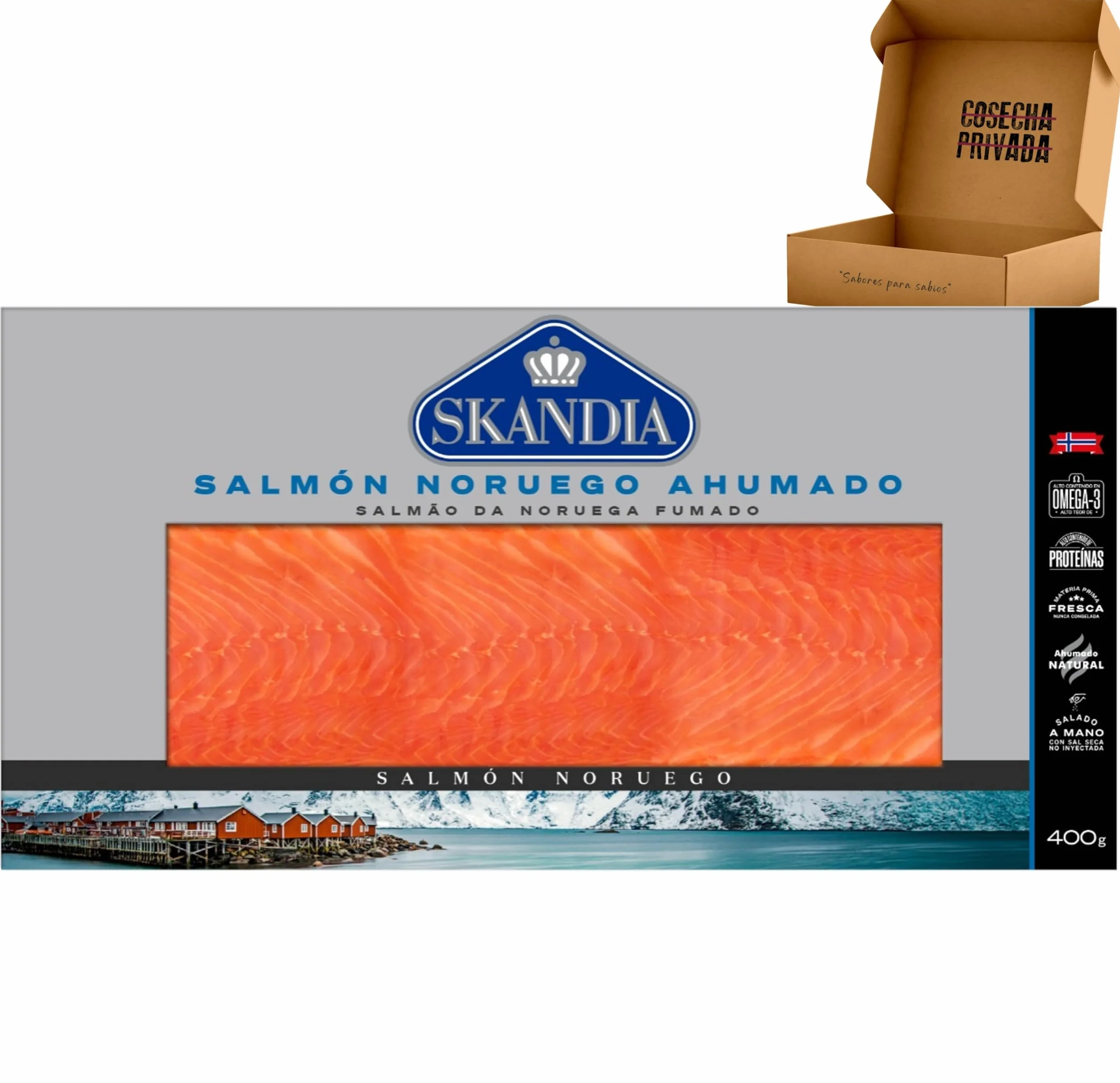 Salmón Noruego Ahumado Premium Fileteado 400g