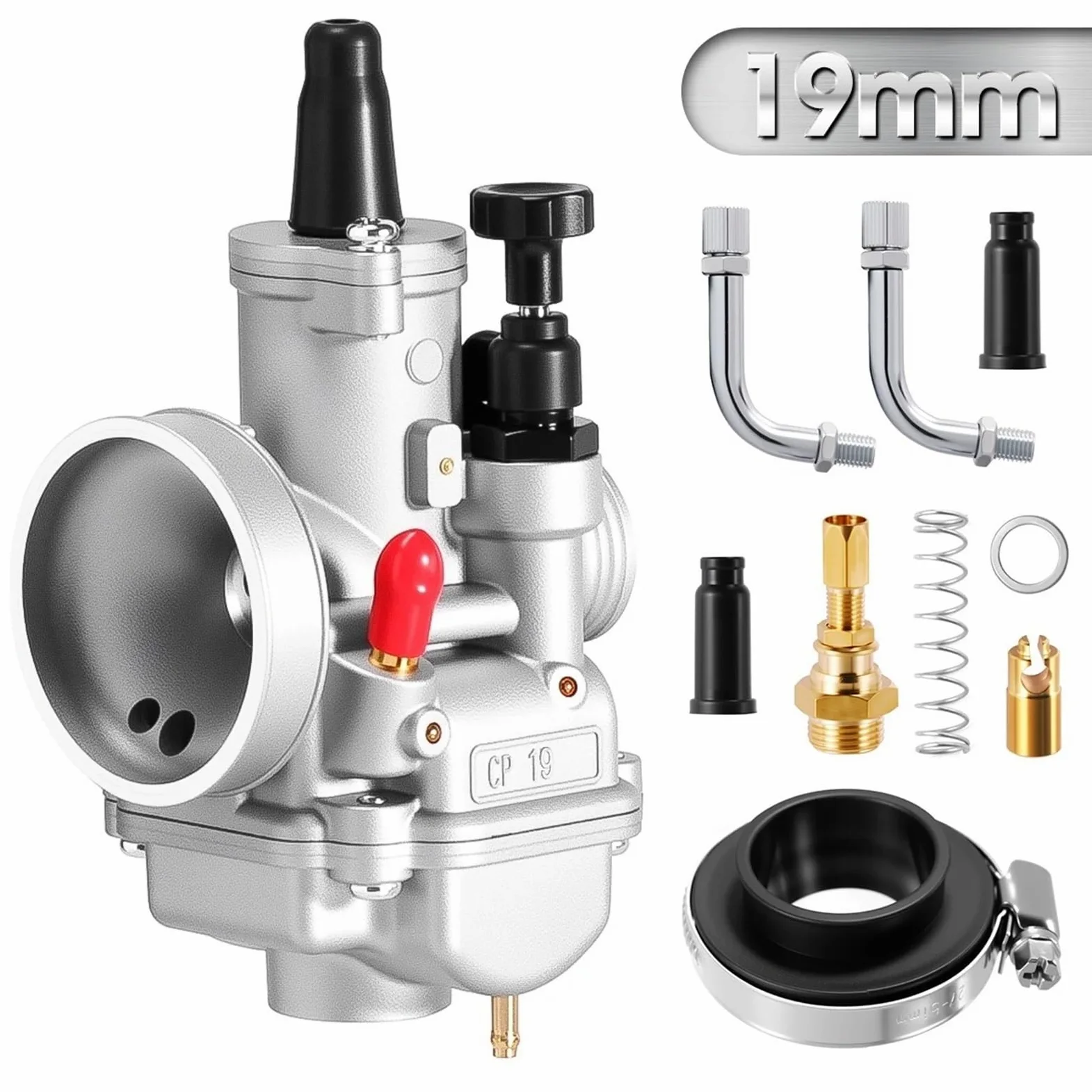 Carburador Para Polini CP 15/17,5/19/21/23/24mm Para Carburador Universal Con Kit De Estrangulación Conexión Filtro Aire Carburadores Cortacésped(19mm A)