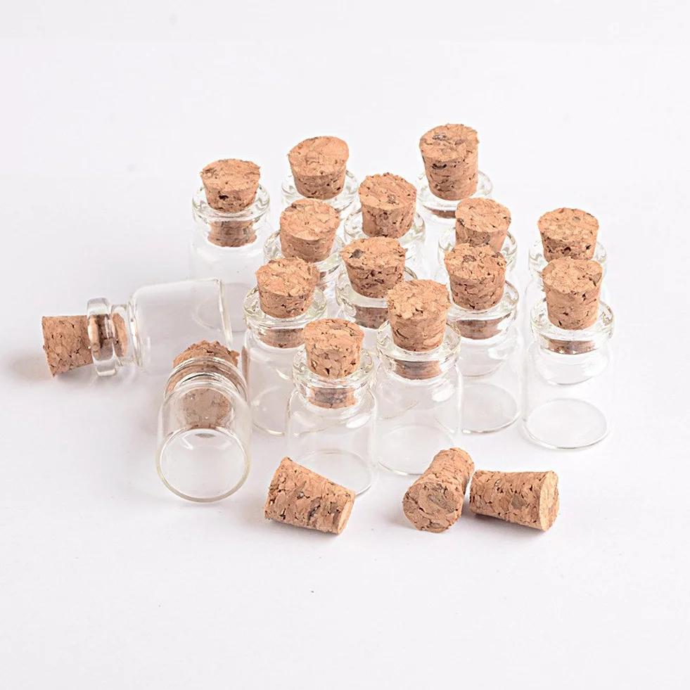 Mini Botellas de Vidrio 0.5ml con Corchos, Frascos para Bodas Artesanía Joyería