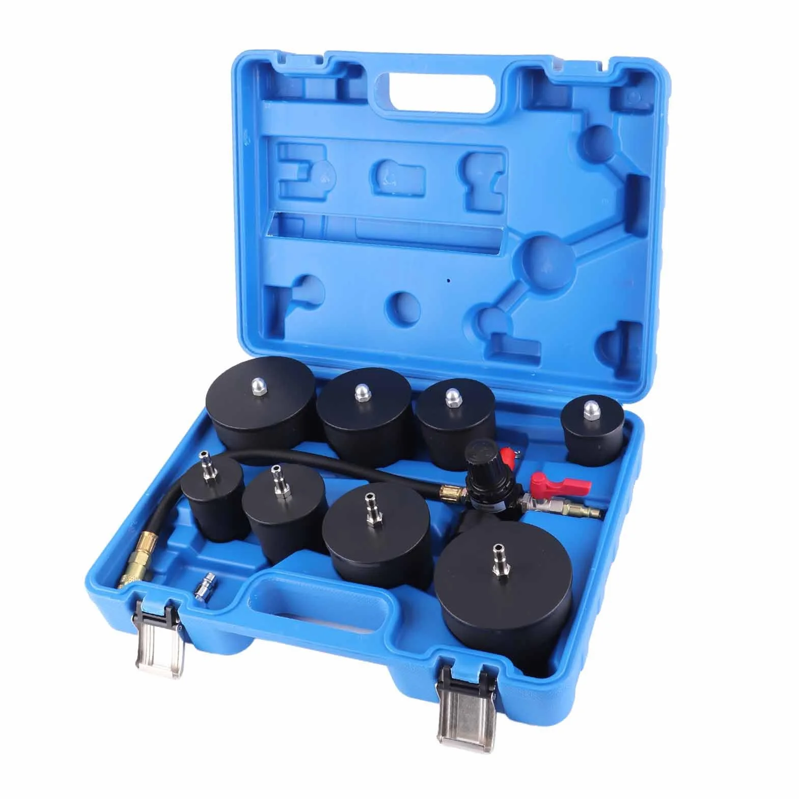 Kit de prueba de fugas de turbo de 9 piezas, probador de fugas de turbocompresor con manómetro, kit de prueba de fugas de presión de aire de 0 6 bar para la mayoría de vehículos