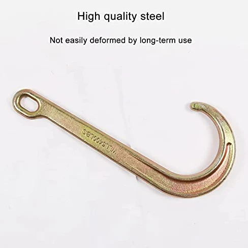 Gancho en J resistente para cadena de remolque, gancho de recuperación galvanizado 4T con vástago largo, eslabón de seguridad de acero de grado industrial para remolque automático y rescate de