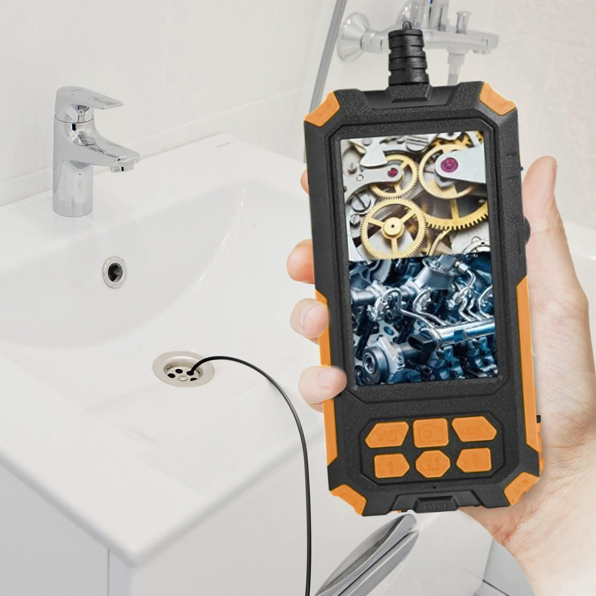 Retoo Industria de cámara endoscopio Resistente al Agua IP67, Pantalla HD de 4,3 Pulgadas 5m, endoscopio Industrial Digital con 2 cámaras, cámara de inspección, endoscopio de Canal, cámara de tubería