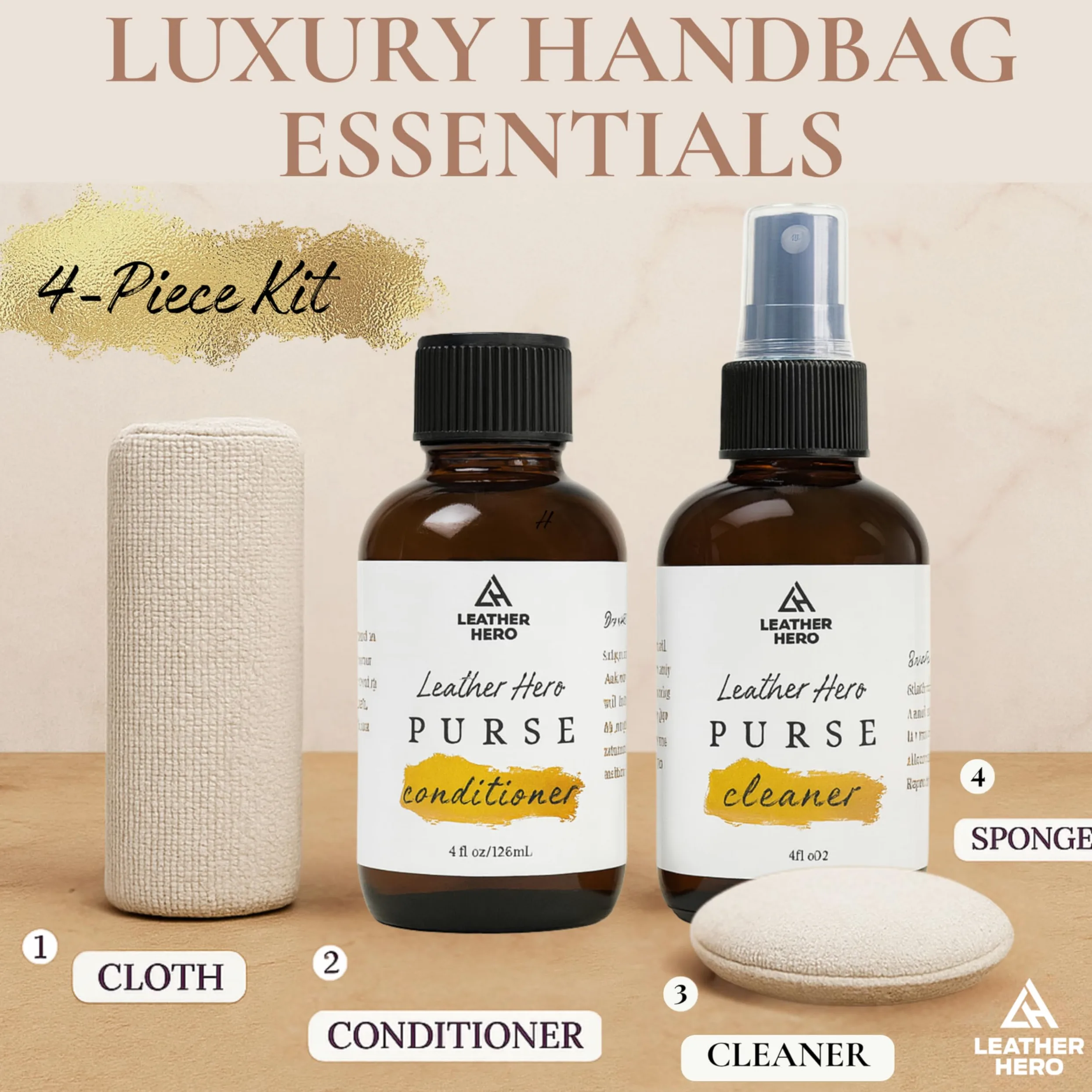 Leather Hero Kit de acondicionador limpiador de monedero, Claro, 120mL