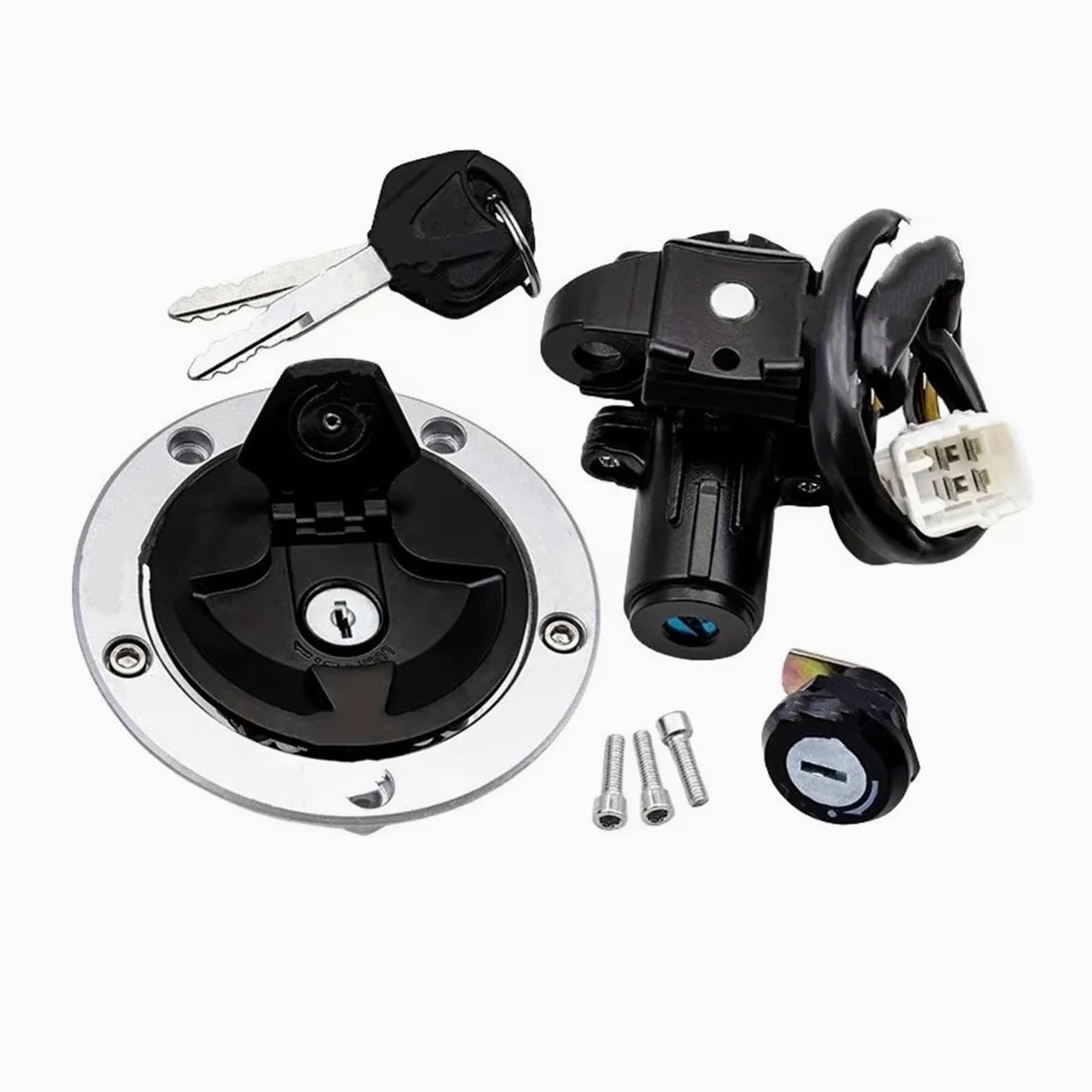 Interruptor De Llave De Encendido para Kawasak Bloqueo Interruptor Encendido | Encendido motocicleta plástico metálico juego llaves cerraduras puerta eléctricas 4 cables