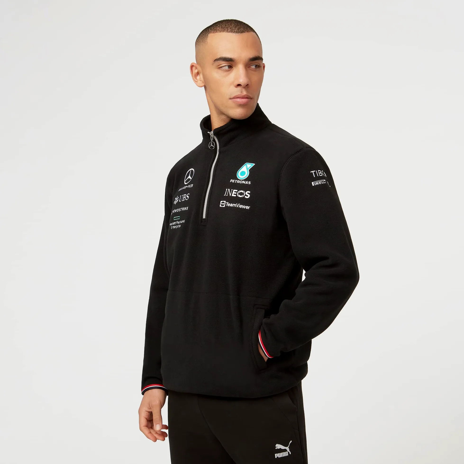Mercedes AMG Petronas Formula One Team - Mercancía Oficial de Fórmula 1 - Forro polar con cremallera 1/4 Team 2022