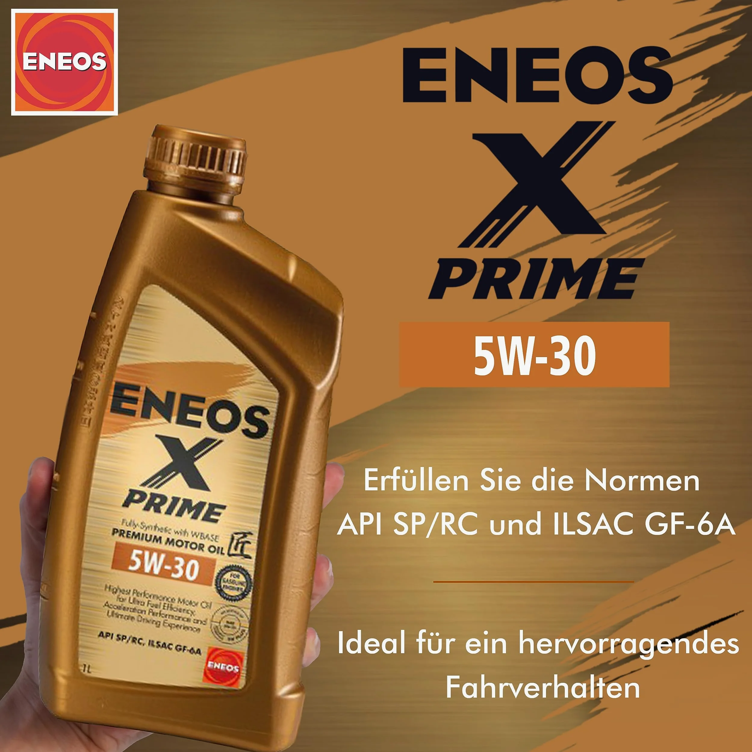 ENEOS Aceite de motor 5W30 Longlife X PRIME 5W30 Aceite 4L - Aceite de Motor 5W30, Protección del motor contra LSPI, 5W30, Aceite Completamente Sintético 5W30 Fórmula Extendida