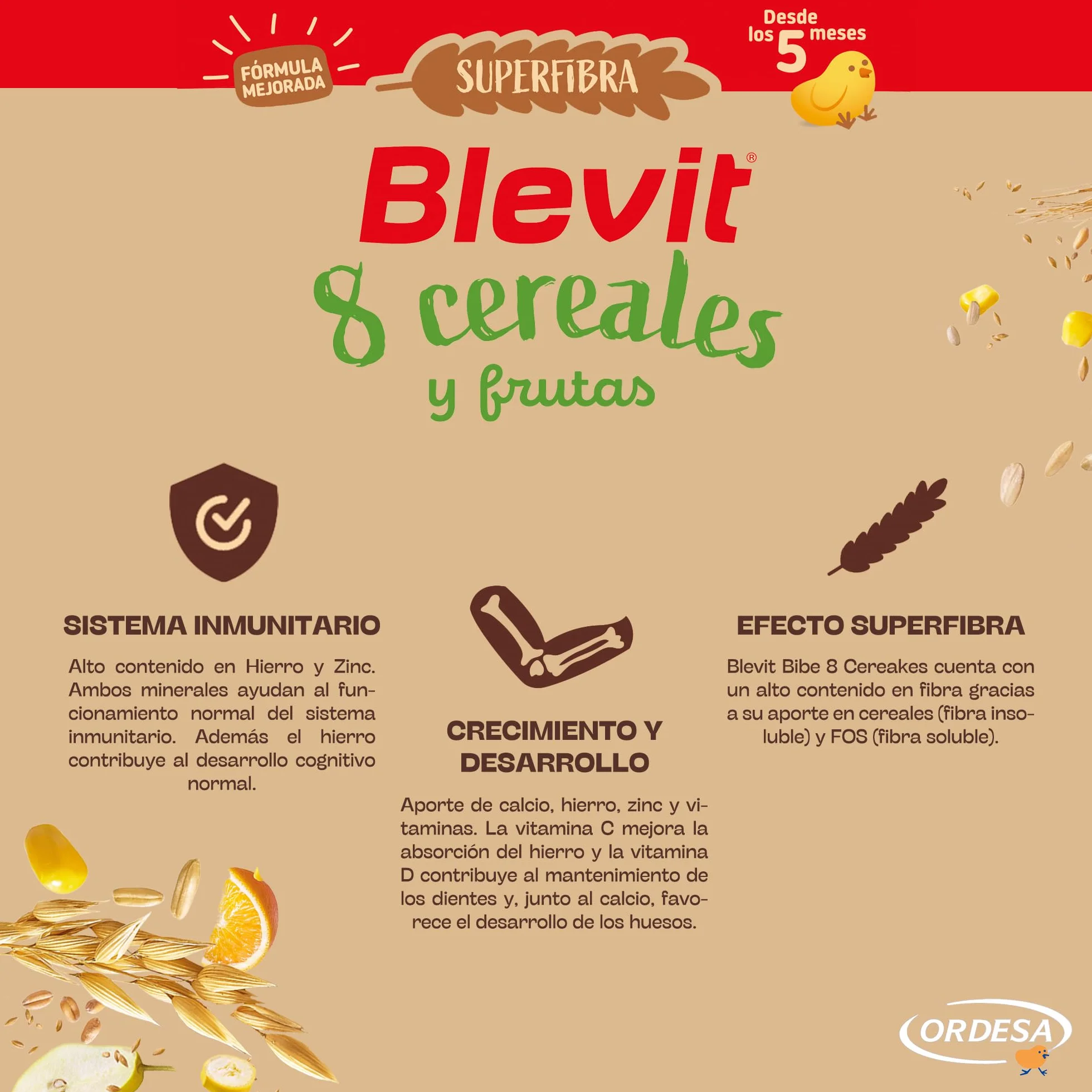 Blevit Superfibra 8 Cereales y Frutas 500g Papilla para Bebé desde 5 meses