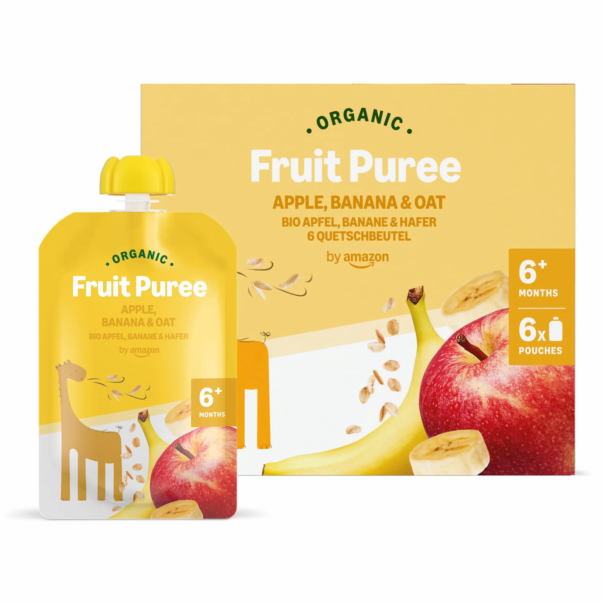 Mama Bear Bolsitas de Puré de Manzana, Plátano y Avena Ecológico - 6 x 90g