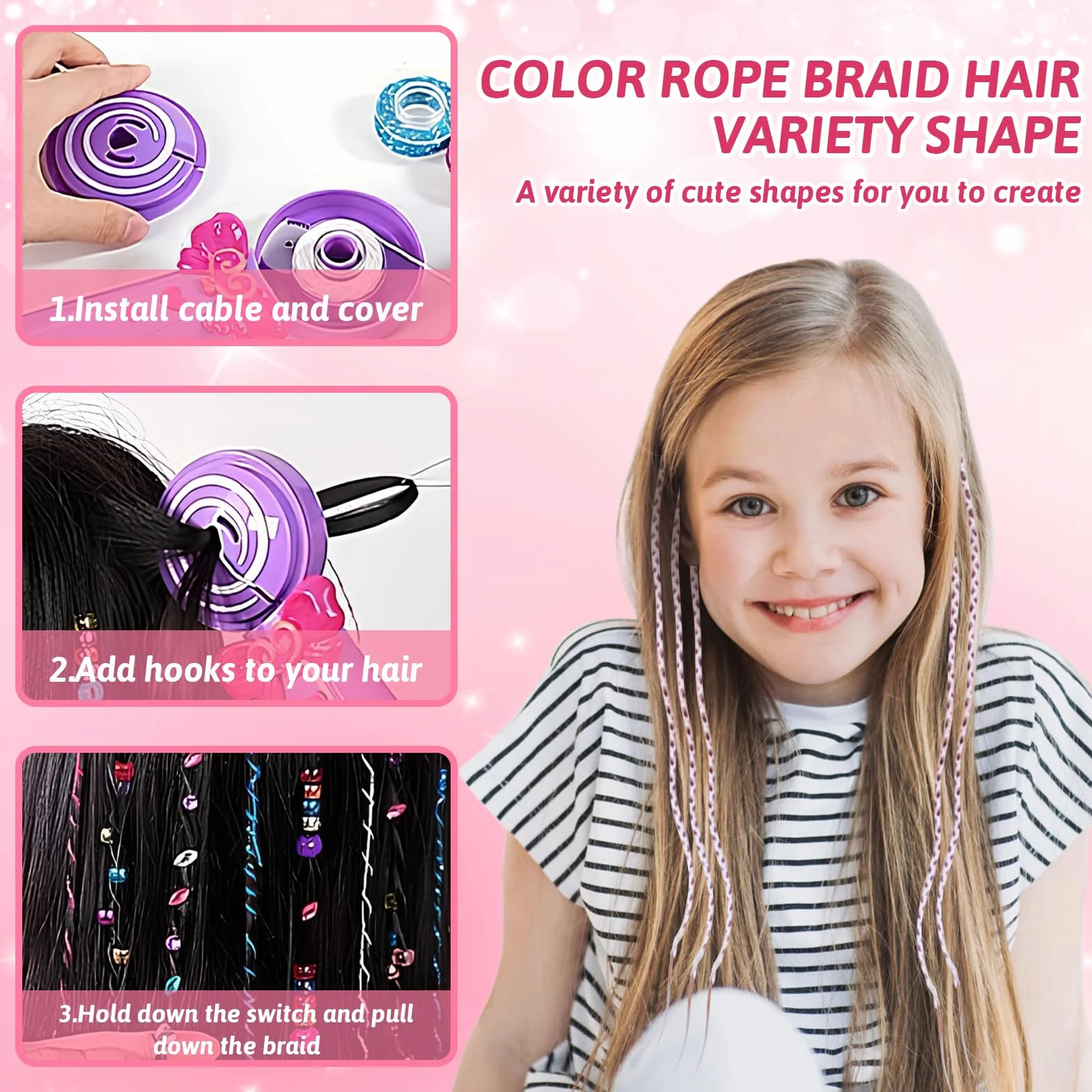 Trenzadora Automática de Cabello, Trenzador para Niñas, Máquina de Trenzado, Herramienta de Peinado DIY