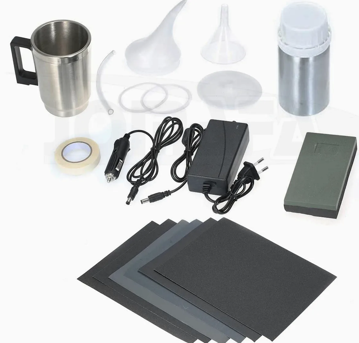 Kit de Restauración de Faros con Polimero Reparación de Arañazos Renovación de Faros con Caja Transporte | Incluye botella de 600 ml de POLIMERO (800 gr)