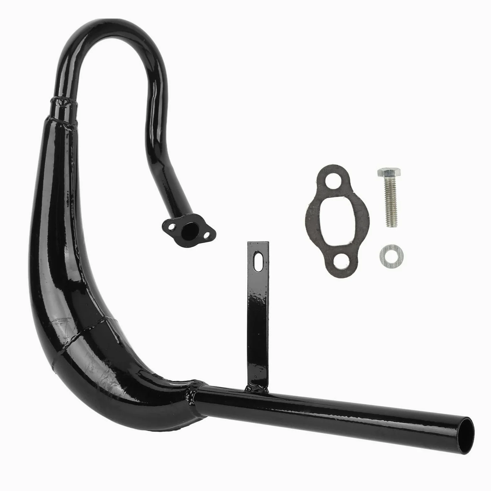 Tubo de Escape de Motocicleta 40 mm de diámetro Aleación de Aluminio Reducción de Ruido Forma de Media Luna Tubo de Escape de Bicicleta eléctrica con reemplazo de Junta de (Black)