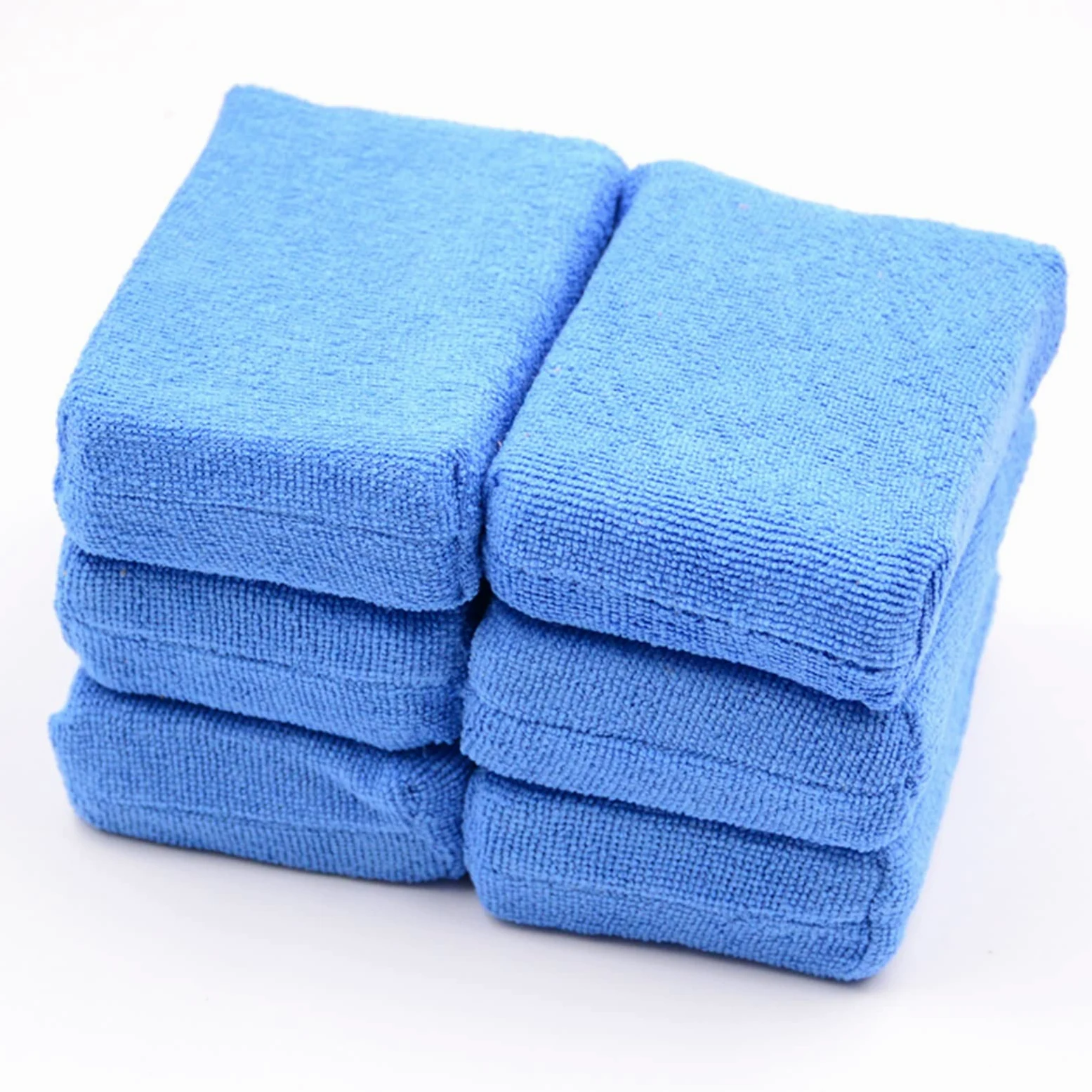 TRUSTTWO 6pcs Cuidado de Pintura for automóviles Premium Grado Microfibra Aplicadores Sponges Paños Microfibra Cera Pulido Detalle Detalles Lave Azul The New