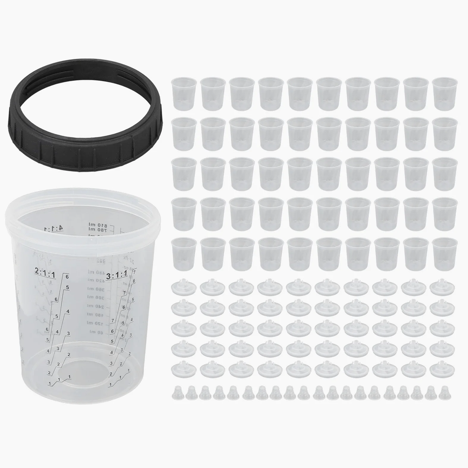 Generic Juego de Vasos Desechables para Mezclar Pintura en Aerosol, a Prueba de Fugas, Multiusos, Evitan la Disolución de la Pintura, Vasos para Pulverizadores de para Automóviles (0-810ML/0-28OZ