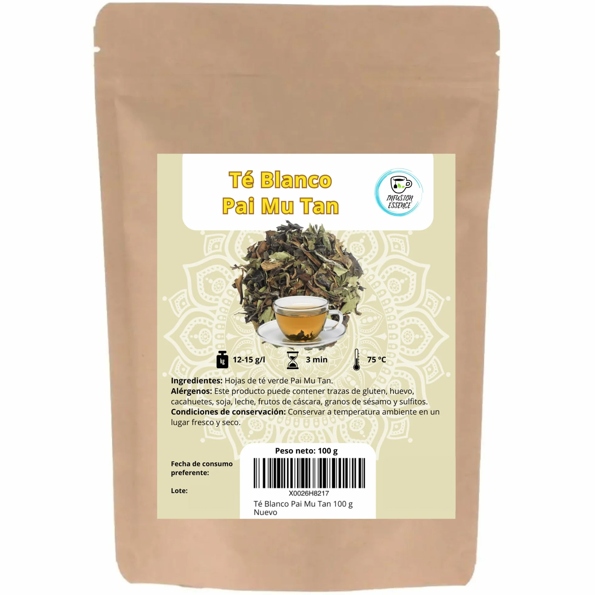 Té Blanco Pai Mu Tan a Granel 100 g Antioxidante Energético Digestivo