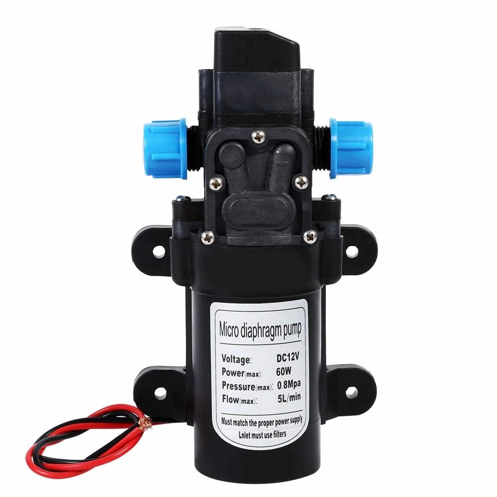 Bomba de agua autocebante de alta presión DC 12 V automática para autocaravanas, barcos, caravanas y jardín, bomba de agua para lavado (60 W, 5 l/min)