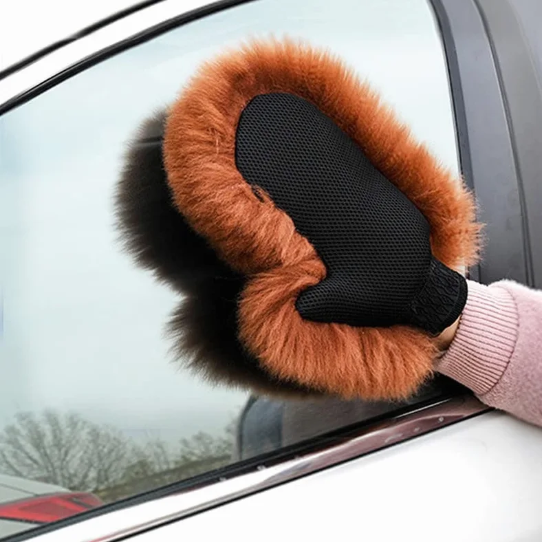 Manopla de lavado de coches, guantes de lana para lavado de automóviles, guantes de lavado de autos para proteger la superficie de pintura, guantes de felpa para quitar el polvo, herramientas
