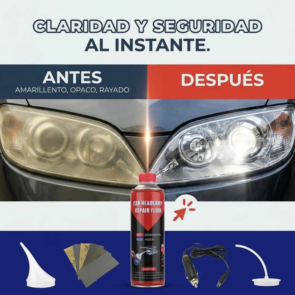 Kit de Pulido y Mantenimiento de Faros de Coche – Elimina Amarilleo y Arañazos Superficiales para Mayor Claridad y Visibilidad Vial