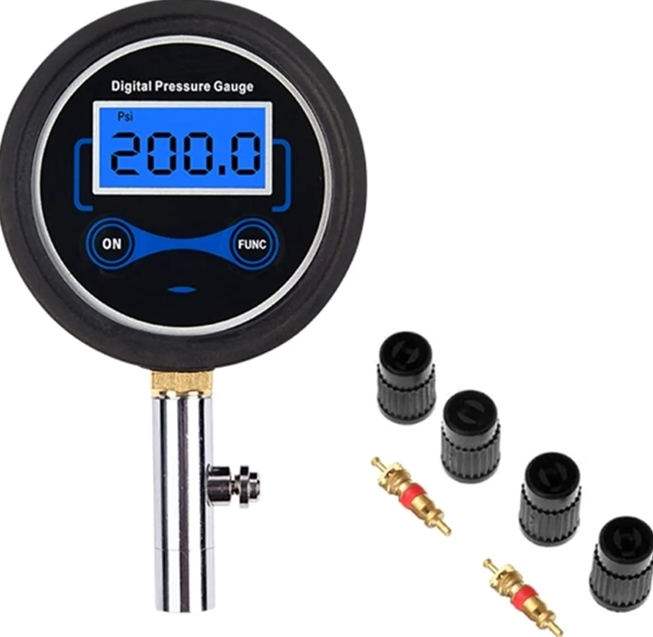 Inflador de neumáticos de Aire para Bicicleta de Coche con manómetro Digital de presión LCD de 200 PSI (B)