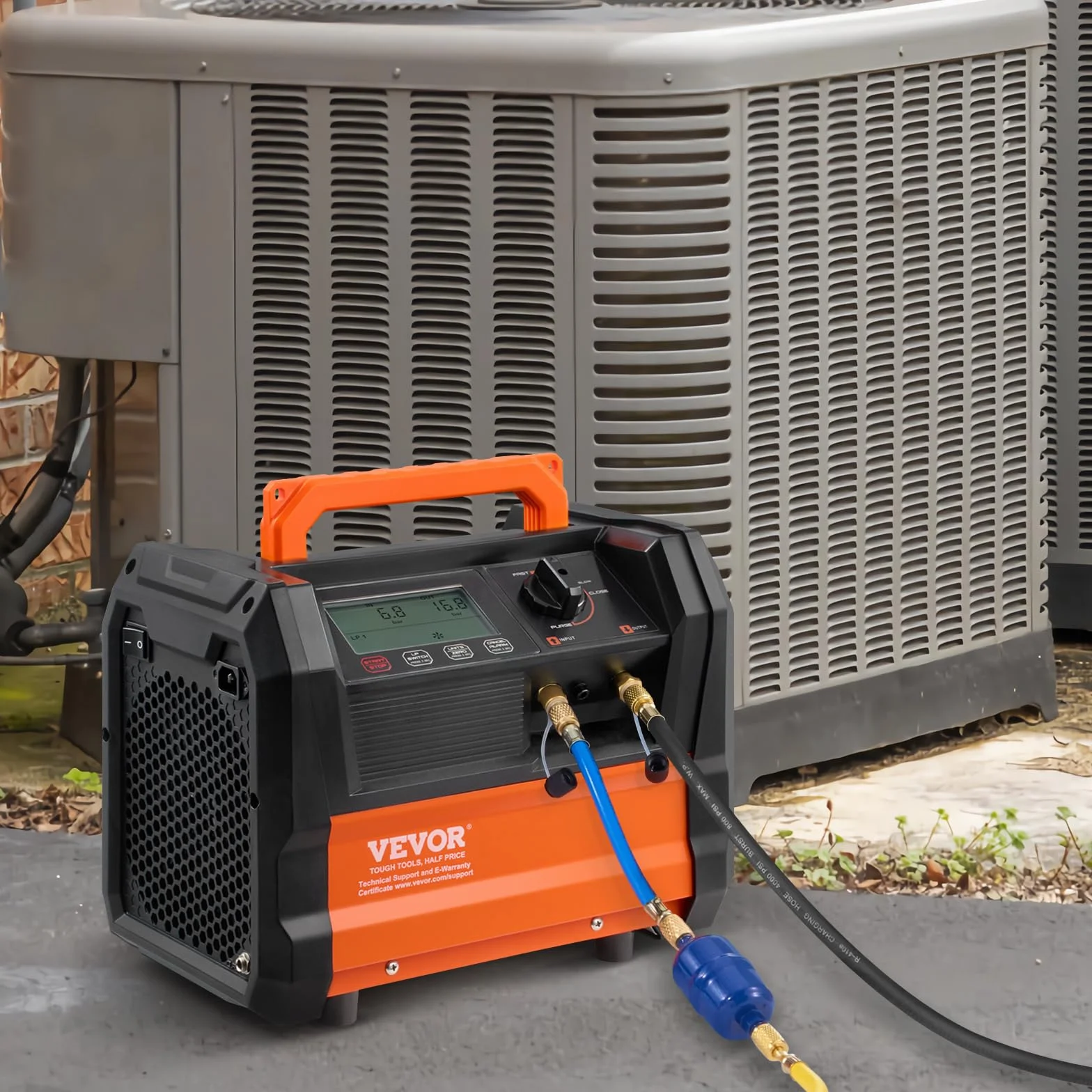VEVOR Recuperador de refrigerante, máquina de recuperación de Aire Acondicionado portátil de 1 CV con Doble Cilindro y Motor sin escobillas de 3000 RPM, Herramienta de Reciclaje de refrigerante freón