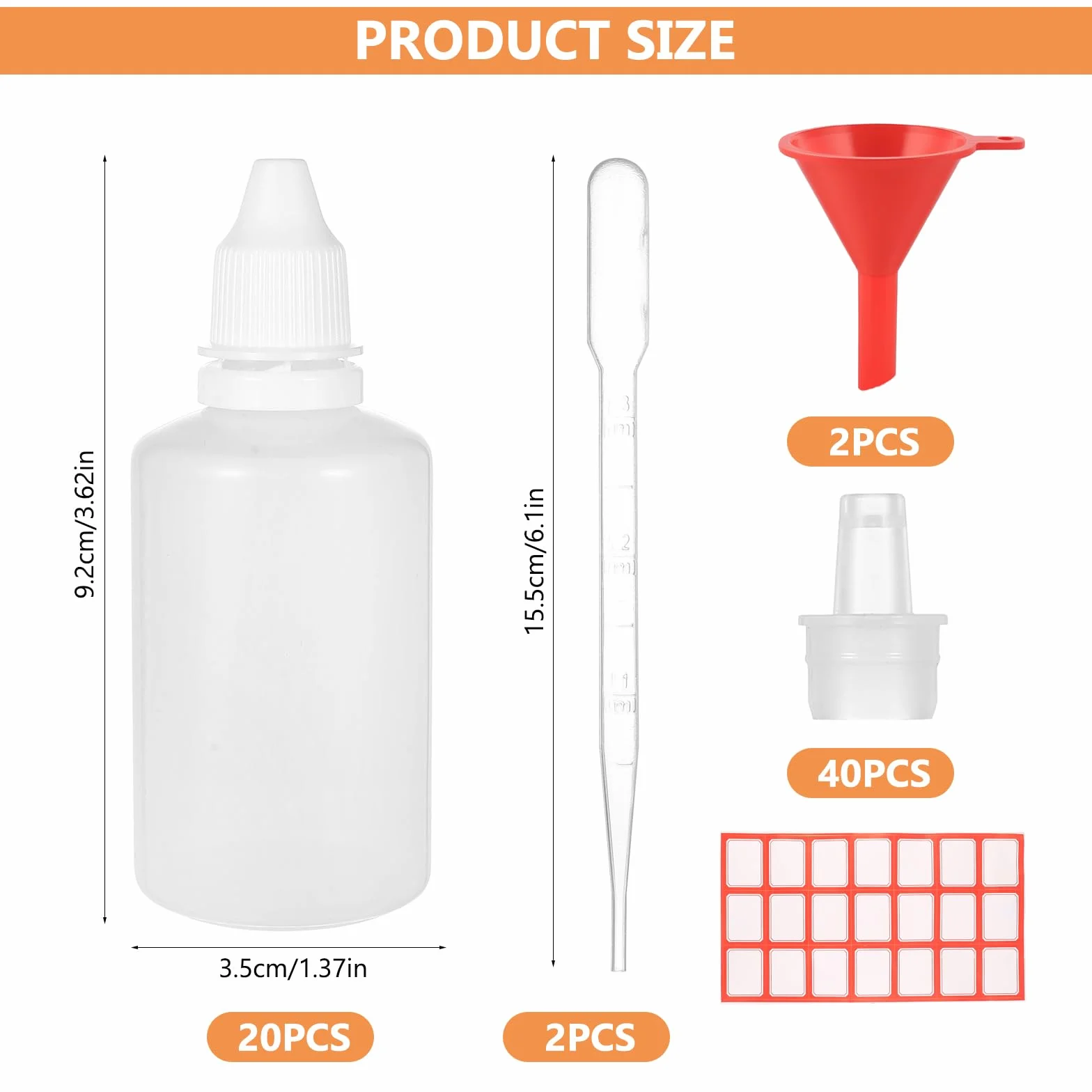 Paquete 20 botellas líquido 50 ml cuentagotas vacías dosificadoras plástico aceites esenciales