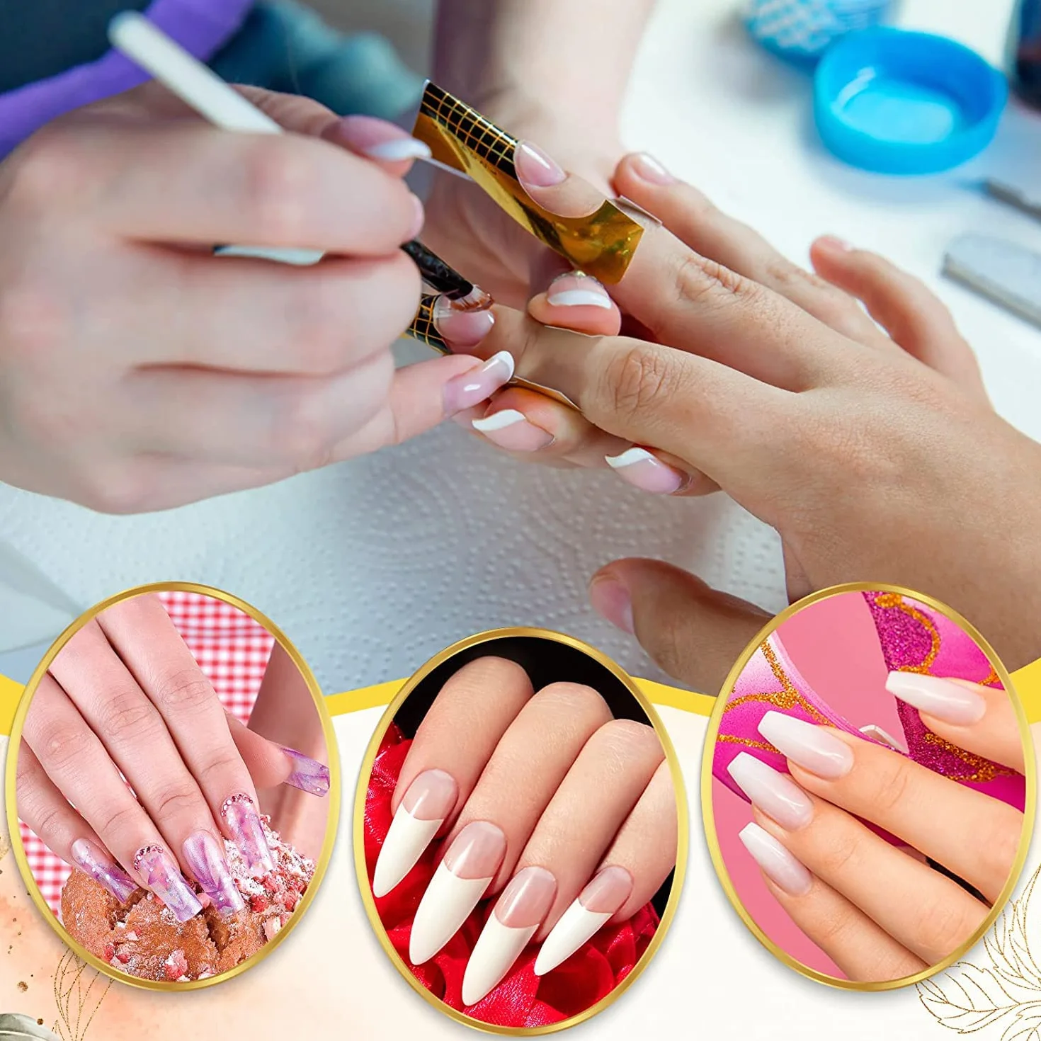 Bandeja de papel de manicura 100 hojas Moldes Guías UV Gel