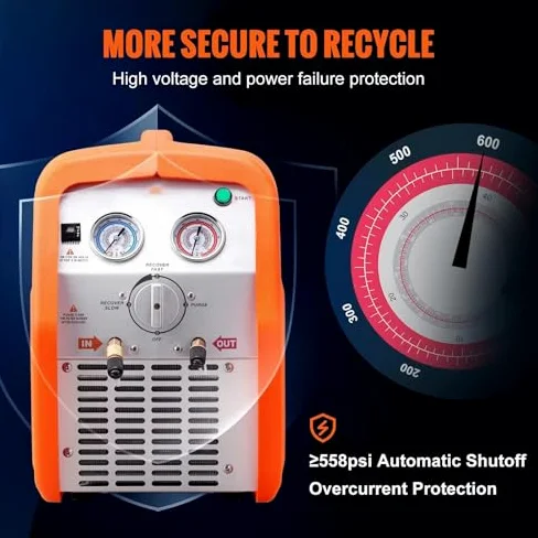 Máquina de recuperación de refrigerante de HVAC de doble cilindro, herramienta de extracción de gas de CA portátil de 1HP para R134A R410A, eliminación rápida de líquido con cierre de seguridad automá