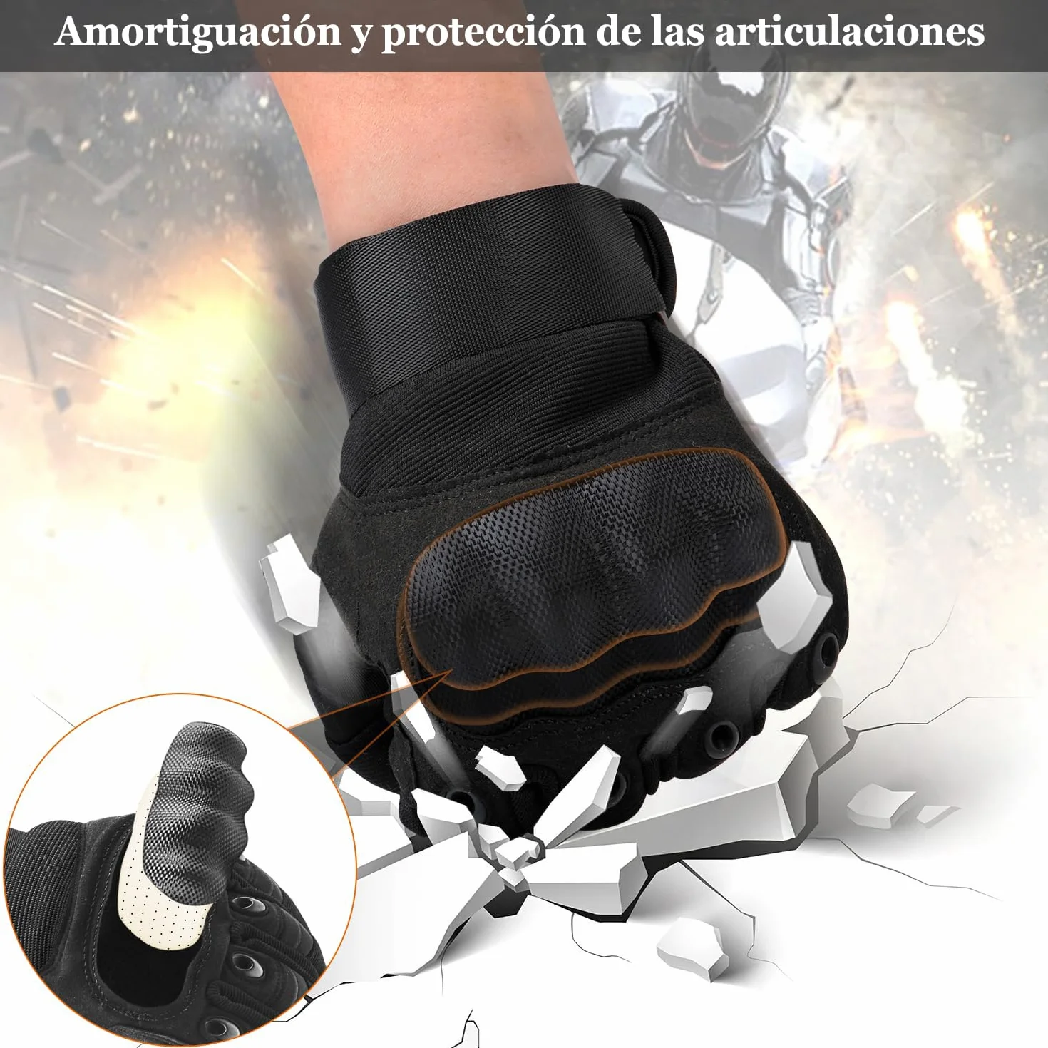 Guantes de Moto para Hombre, Guante de Verano para Pantalla Táctil con Nudillos Duros, Guantes Protectores para Airsoft Motocross Scooter Ciclomotores ATV Paitball Bicicleta de Montaña