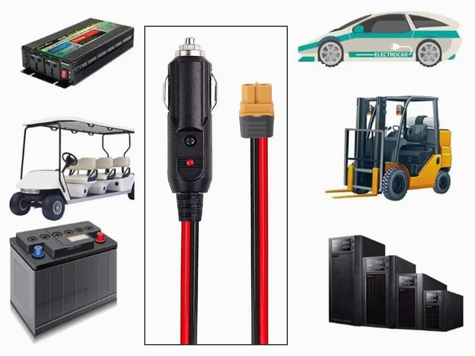 XT60 - Cable de carga para encendedor de cigarrillos de 14 AWG 12 V 24 V para estación de energía (3 m)
