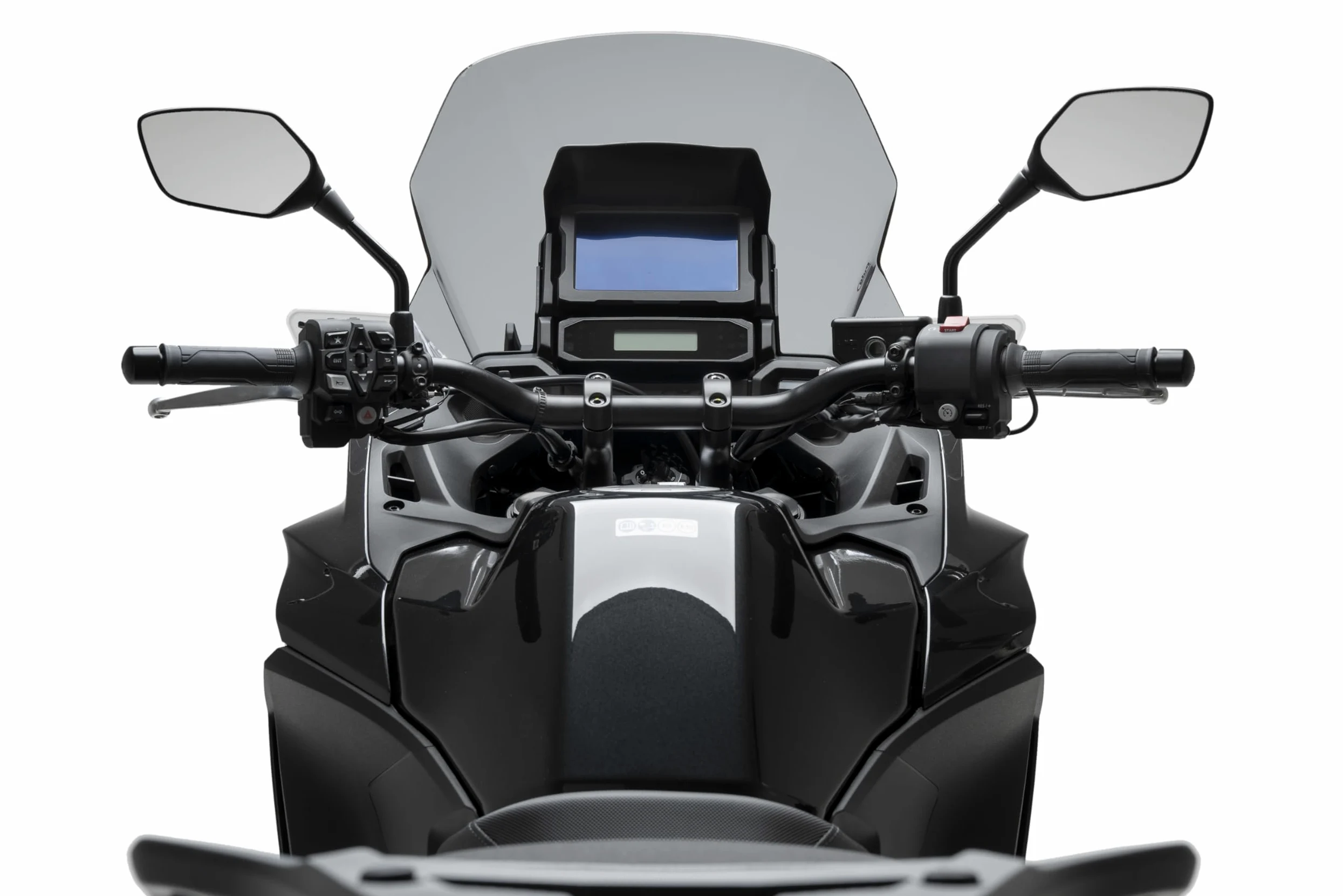 Puig 22402H Cúpula Touring alta y aerodinámica en acrílico CN de 4 mm con perfil redondeado, zona superior plana y deflectores que mejoran protección, Ahumado