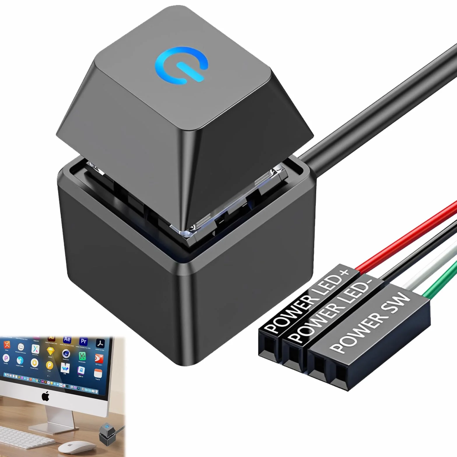 Botón Encendido Pc Apagado para Arranque Remoto Externo Pc Ordenador Placa Base Power on off Interruptor de Encendido Multifuncional de Escritorio para Un Fácil Control de Inicio y Reinicio
