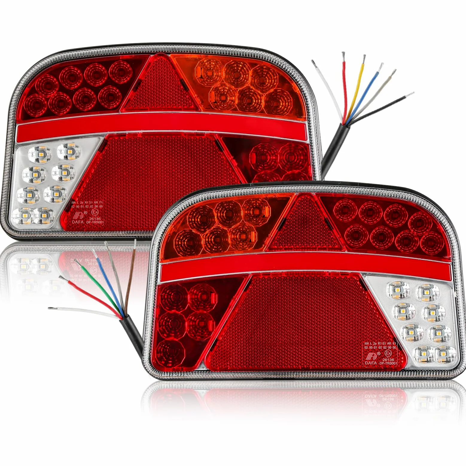 Pilotos Traseros de Iluminación Luces Traseras LED para Remolque Camión Caravan 12V 24V Lámpara Trasera Impermeables 7 Funciones Luz Trasera LED Homologados ECE