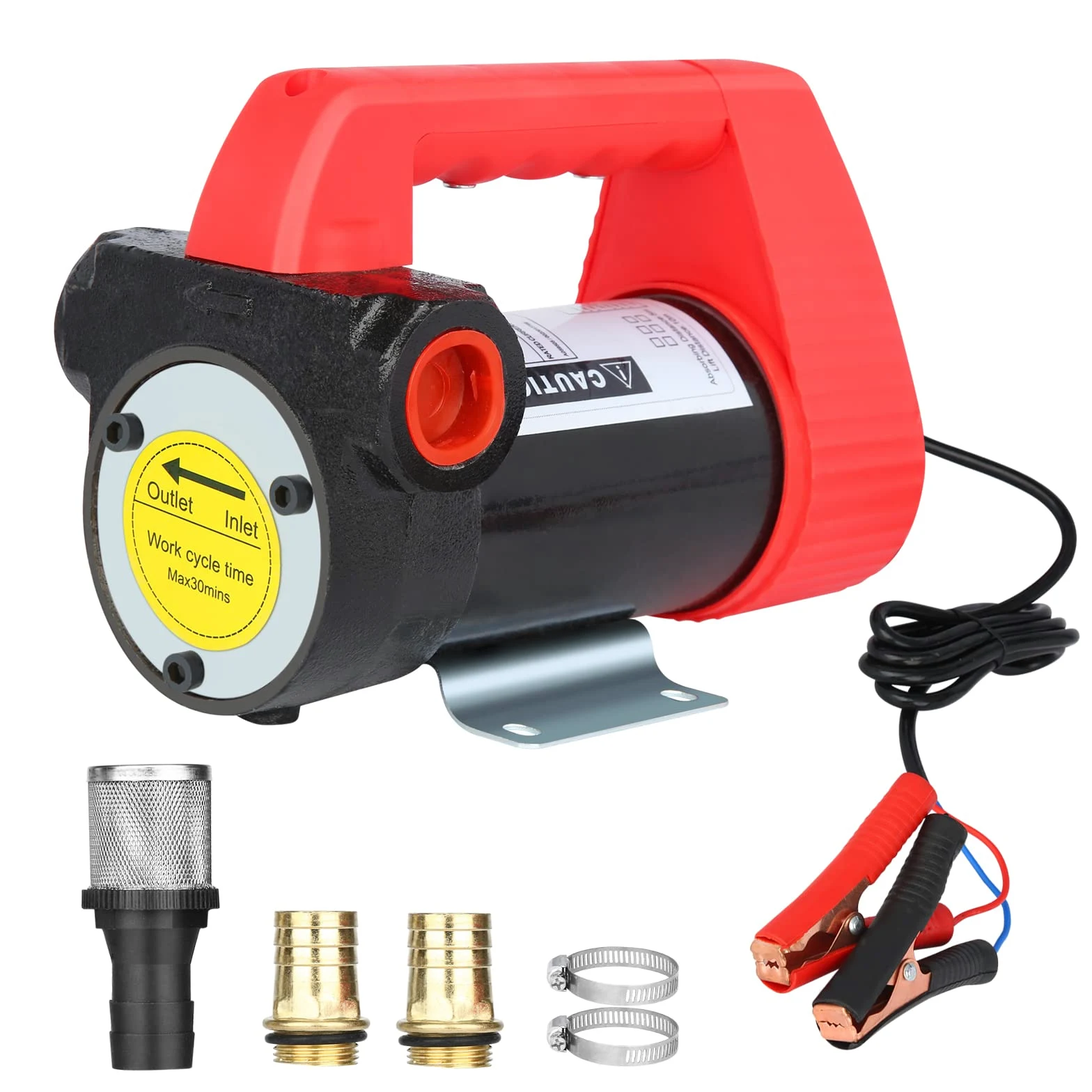 Vevitts Bomba eléctrica de transferencia de combustible y aceite de 12 V, diésel, queroseno, biodiesel, kit de bomba extractora de transferencia de 175 W, 12 GPM, bomba extractora de aceite con asa