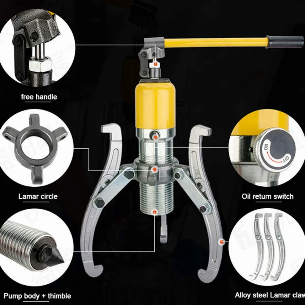 Extractor hidráulico 20T, extractor de cubo de rueda hidráulico, 3 mandíbulas, hidráulico con cabezal de bomba extractor de polas, extractor hidráulico para cojinetes para tirar de cubos,