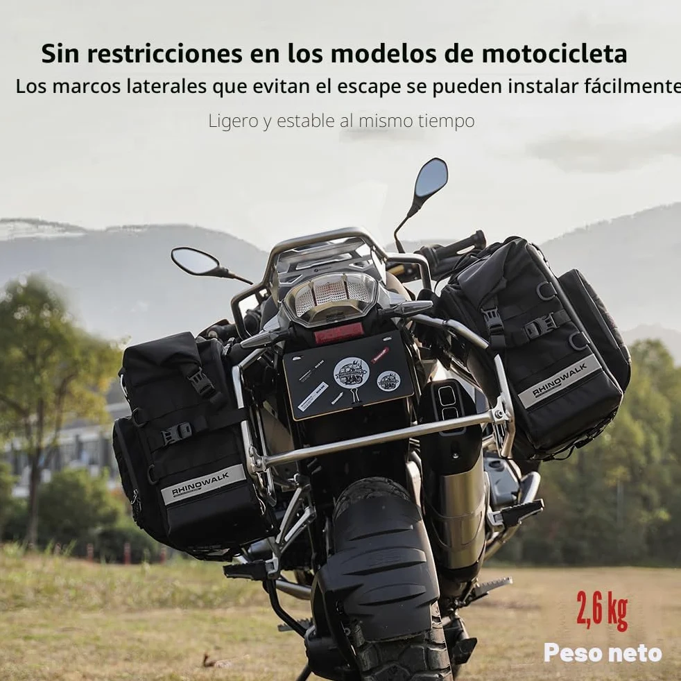 Rhinowalk Bolsas laterales impermeables 25L para moto aventura deportiva negro