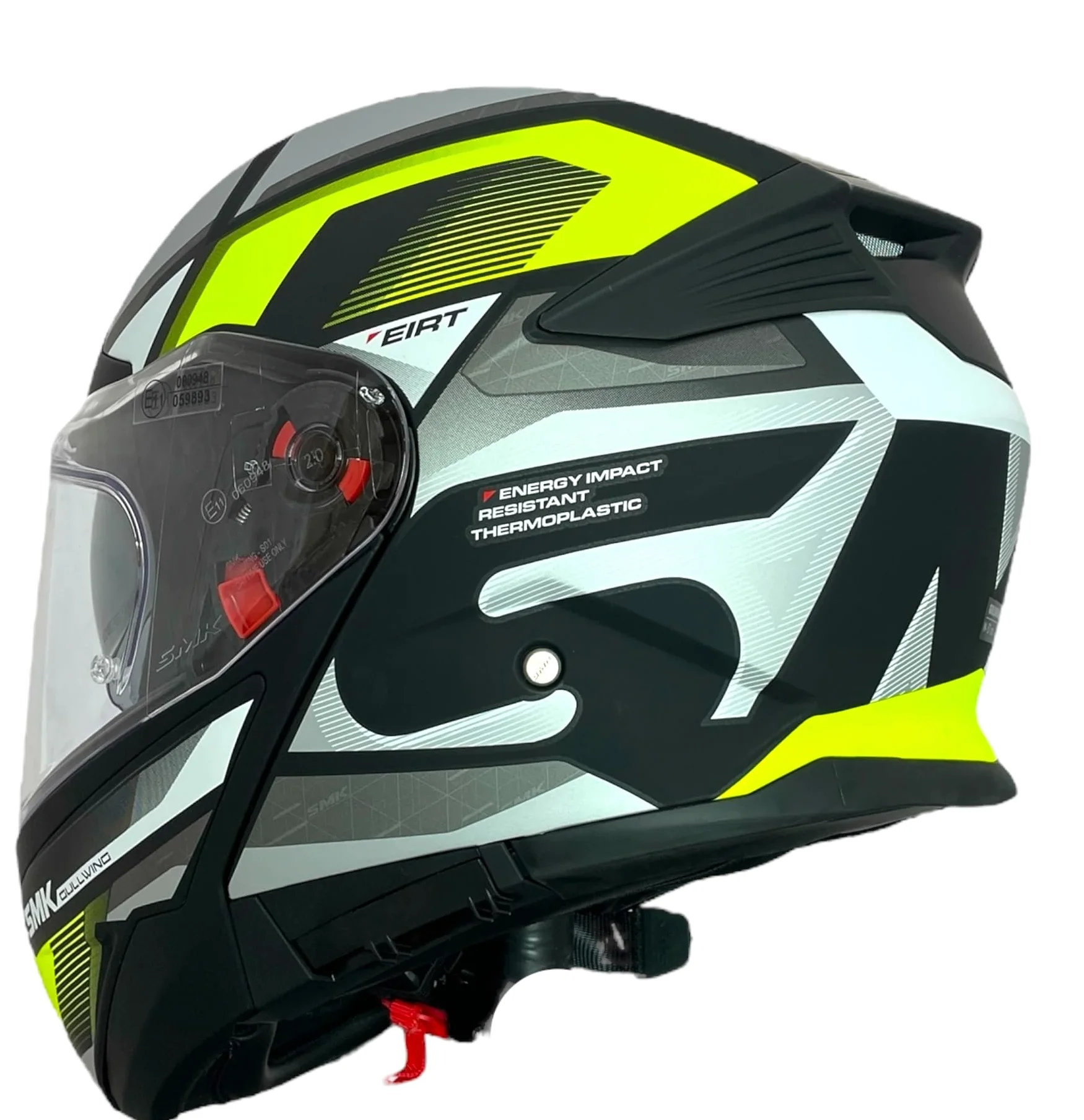 SMK Helmets Casco Modular GULLWING Venture Decorado Mate Blanco Y Amarillo 22.06 con Doble Visor P/J (L 59/60)