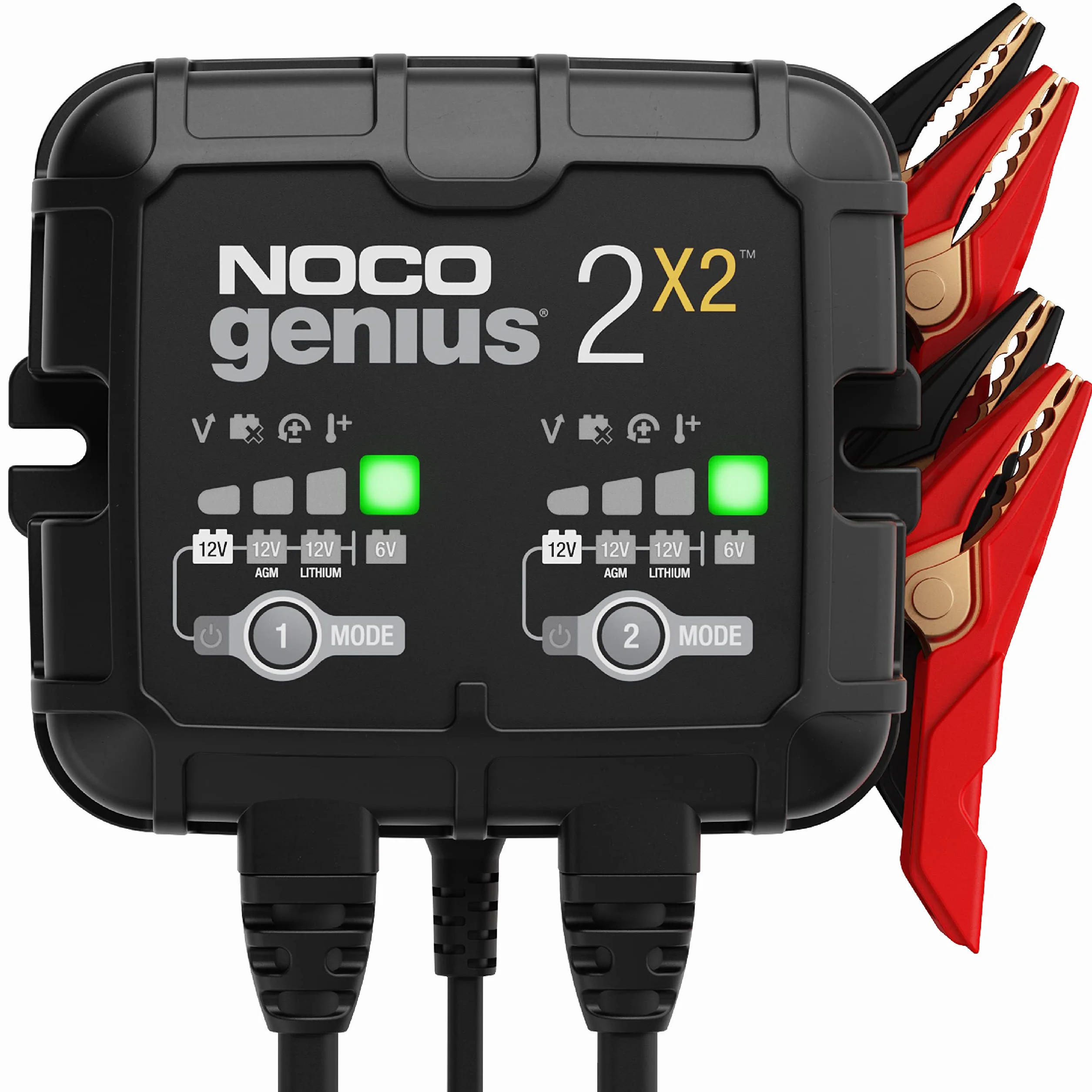 NOCO GENIUS2X2 Cargador Inteligente de baterías 4A 2 Bancos 6V/12V Mantenedor Desulfatador para Plomo y Litio