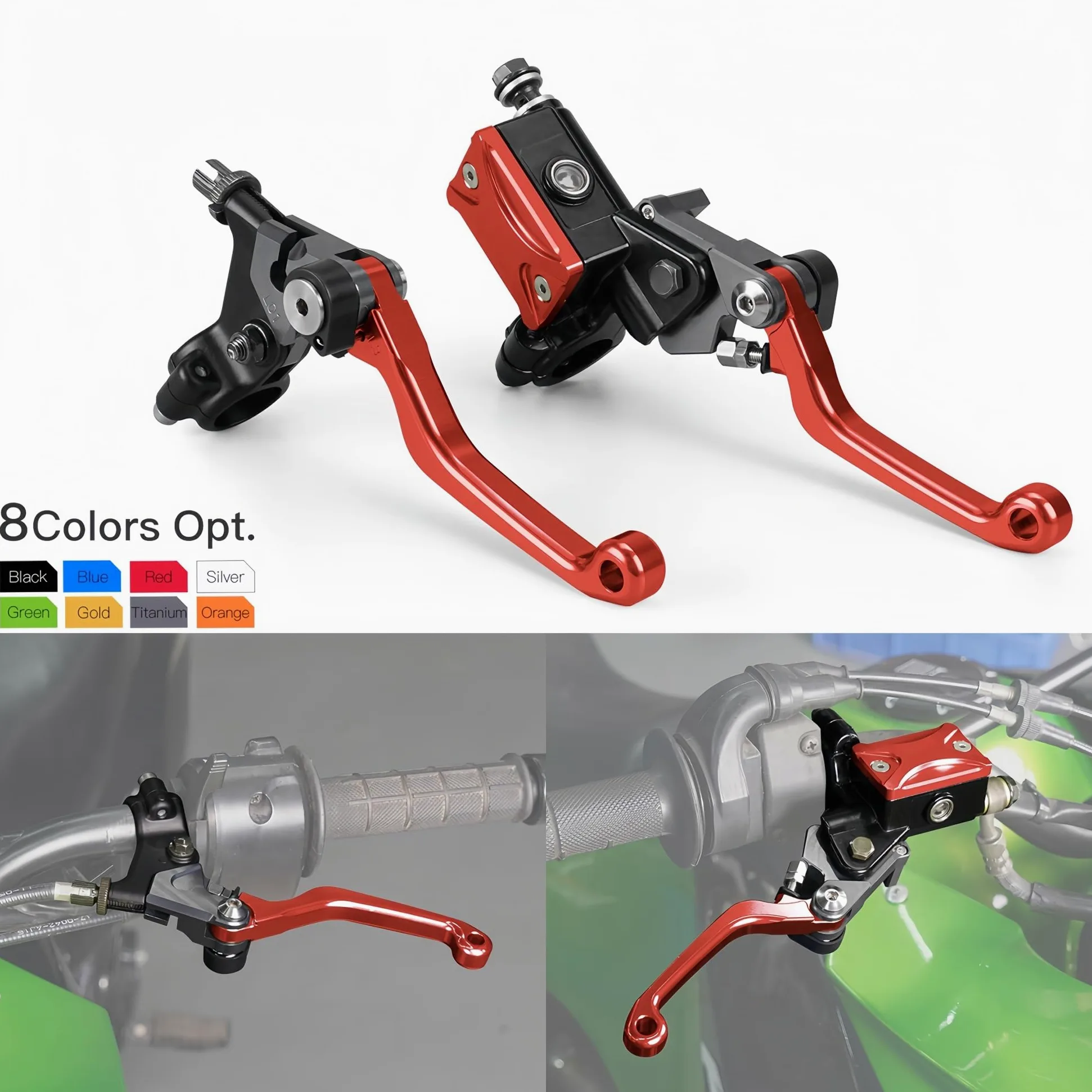 Palanca de embrague de freno Para Honda CRF250R CRF450R CRF125F CRF250X CRF450X CR80R Palanca de freno y embrague con cable(Negro)