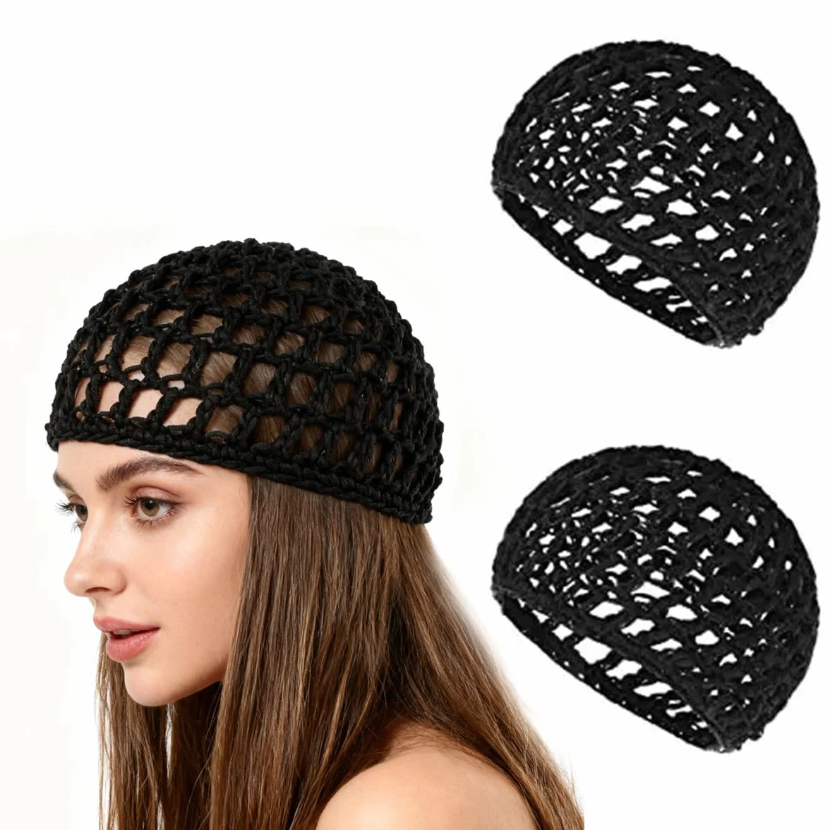 Gorro de malla de rayón para mujer transpirable para dormir ducha maquillaje redecilla gruesa