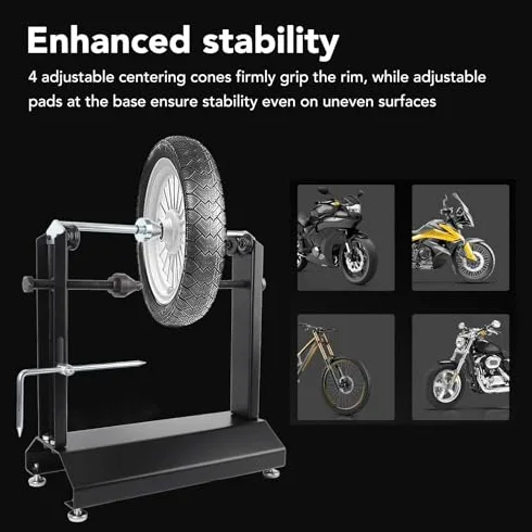 La máquina equilibradora de ruedas de motocicleta se utiliza para calibrar y equilibrar neumáticos, y es adecuada para motocicletas deportivas.