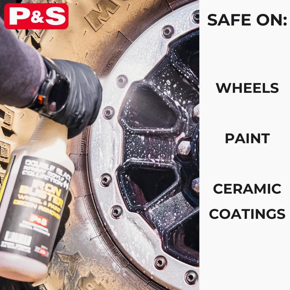 P & S PROFESSIONAL DETAIL PRODUCTS Iron Buster - Removedor de ruedas y pintura Decon, pH equilibrado, seguro en ruedas de aleación, cromo, acero y aluminio, 1 galón