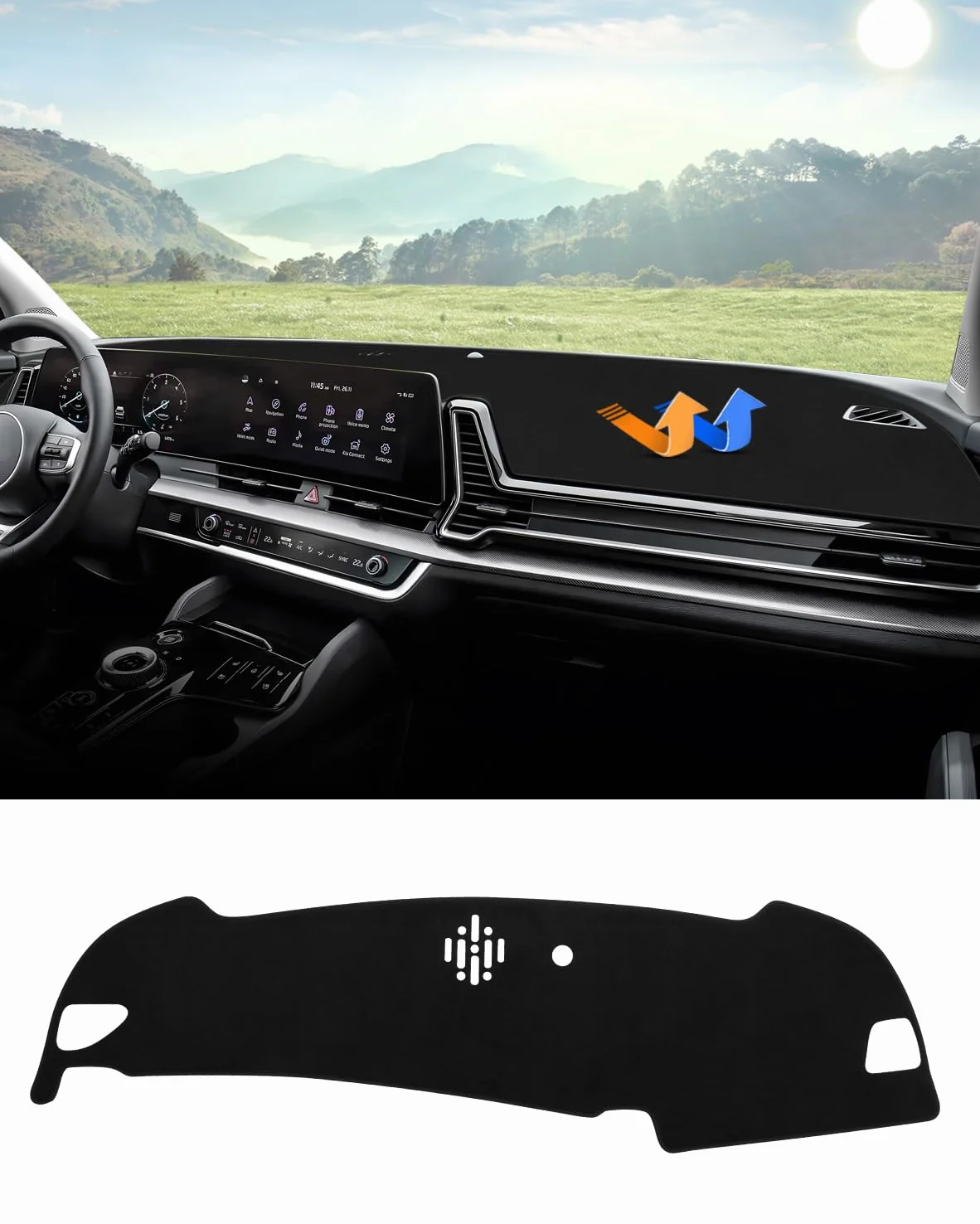 Autorder Alfombrilla para salpicadero para Kia Sportage 2023 2024, Cubierta de Franela, Protector de Rayos UV (sin Hud)