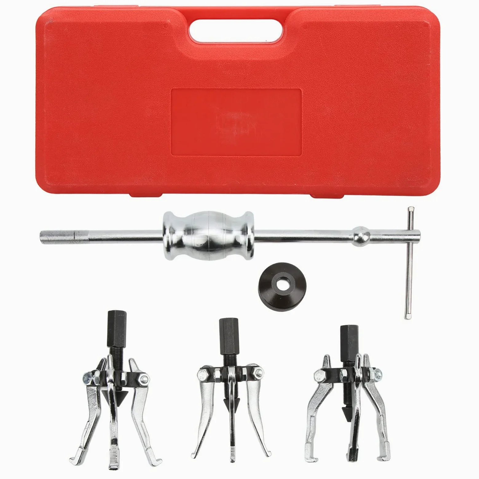 Akozon Gear Slide Hammer Puller Set, 5pcs 3 Jaw Universal Slide Hammer Puller Set Extractores Externos Internos para Sacar Engranajes Cojinetes