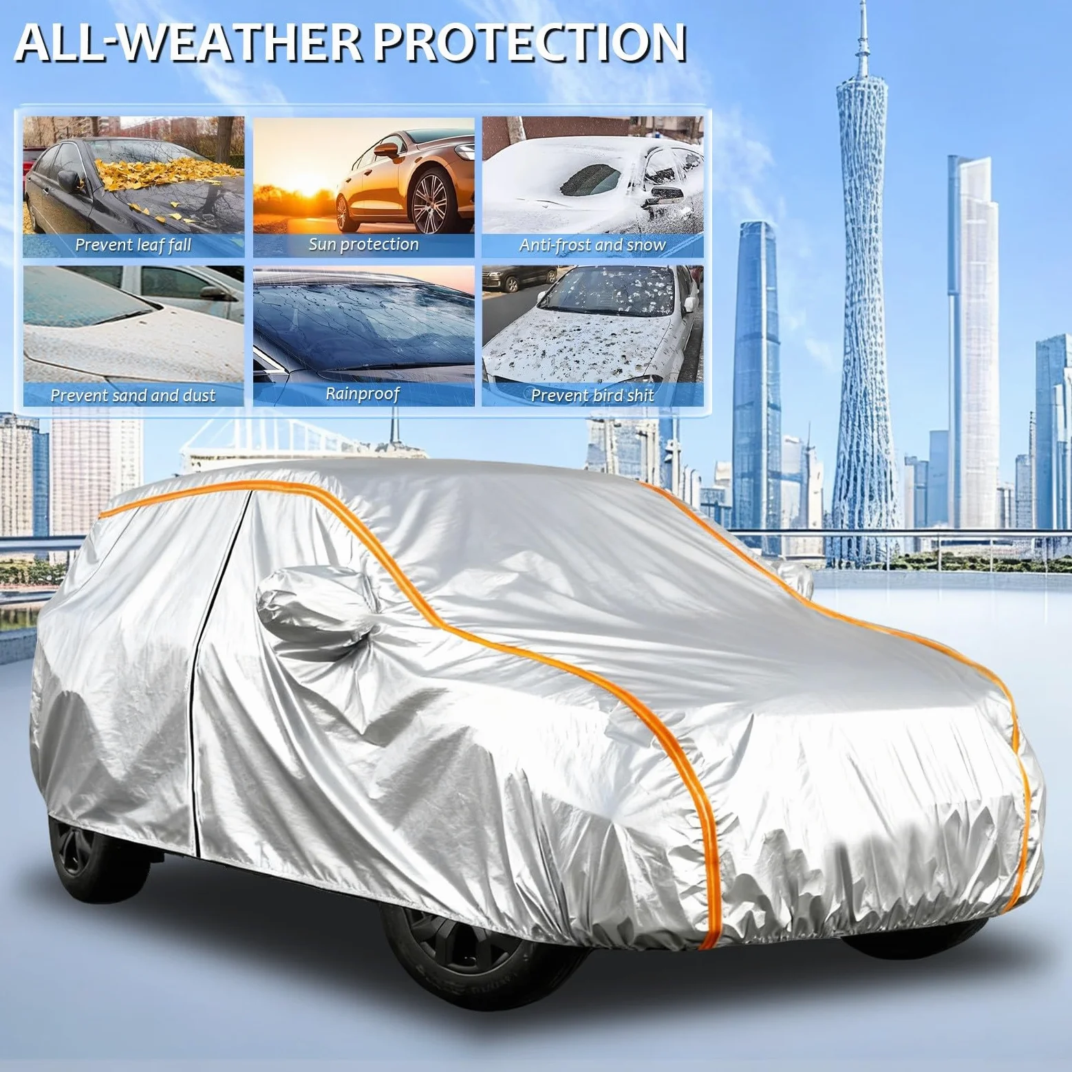 Funda Coche Exterior Hecho para Fiat 124 Spider 2016-2024 2025, Impermeable Lona Coche Transpirable Fundas Completa para Todo el Año Resistente Al Polvo Lluvia Nieve Rasguño